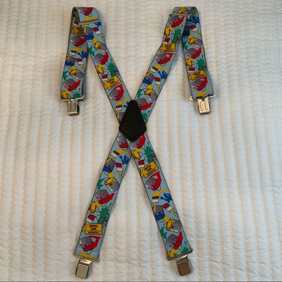 Men’s Suspenders Caution Wet Paint Pattern Made In USA - Picture 8 of 8